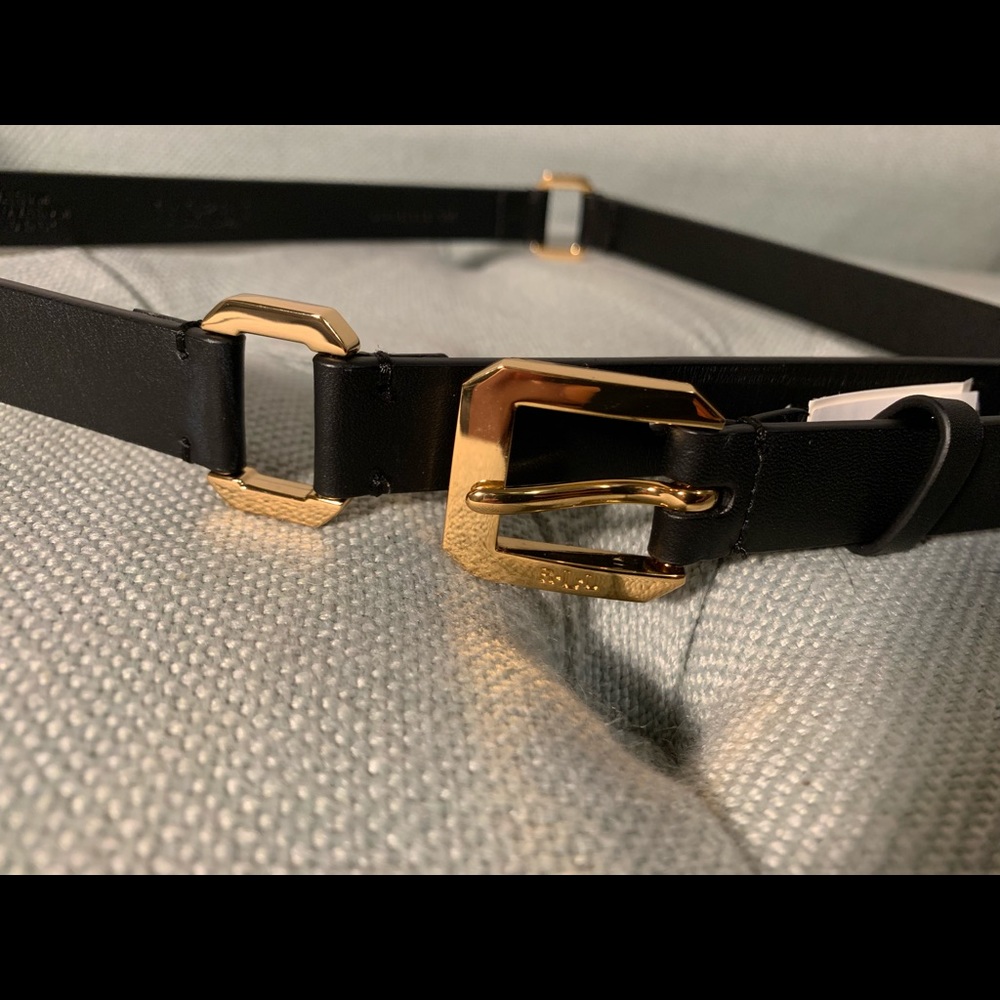 NWT Lauren by Ralph Lauren Black and Gold Belt